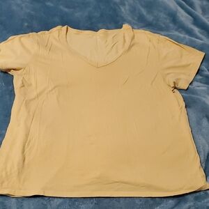 American Eagle Outfitters Soft Yellow V-Neck Tee